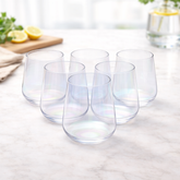 6Pcs Tumbler Set – 410ml Iridescent Stemless Drinking Glasses - Habitt