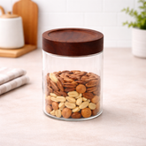 Wood Lid Jar (Small) – Premium Storage Container with Dark Wooden Lid - Habitt