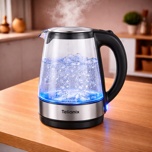 Telionix Electric Glass Kettle 1.7L – Model TEK-1404 | Fast Boil High-Power Kettle - Habitt