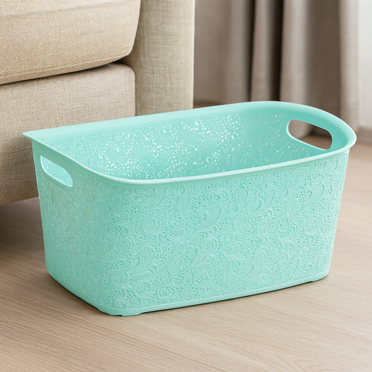 Large Rectangular Basket – 27 Litres Decorative Storage Organizer (Assorted Colours)