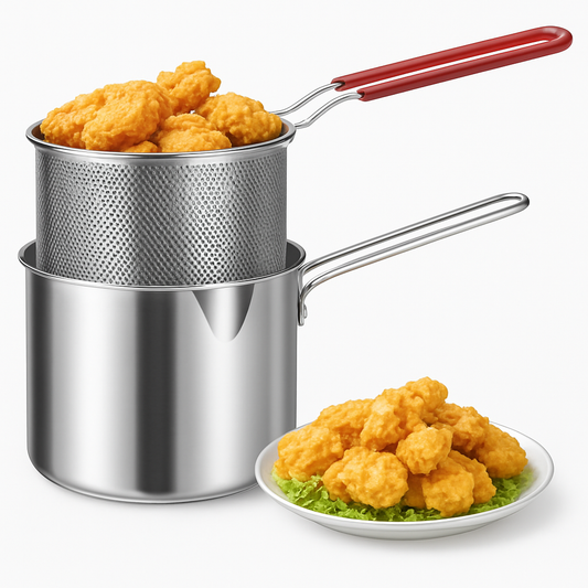 3-Piece Deep Fry Pot Set – Stainless Steel Fryer with Basket