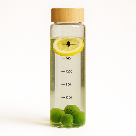 Glass Water Bottle 1000ml with Wooden Lid