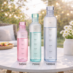 Water Bottle with Measurement Markings | 500ml, 750ml & 1000ml Reusable Hydration Bottle