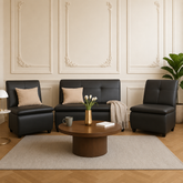 Lazo Premium Leatherette Office Sofa set in Black (Single Seater, 2-Seater, or 4-Seater Bundle)