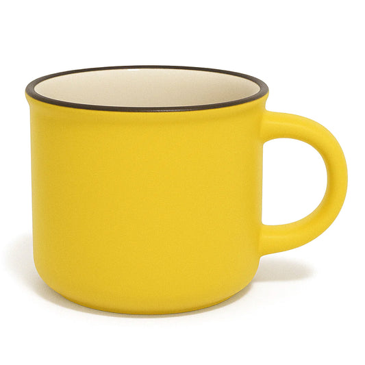 Mug With Tilt Black Edge – Mehroon,Sky Blue, Yellow