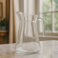 Wide-Base Clear Glass Jug – 1 Piece (1580 mL)