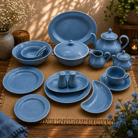 Luxury 72-Piece Blue Speckled Dinnerware Set