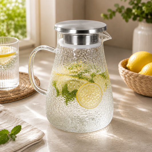 Gass water jug with handle | serving pitcher for juice & water