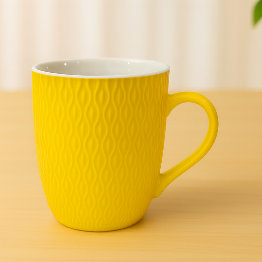 Textured Yellow Ceramic Mug Vibrant Modern Coffee & Tea Cup