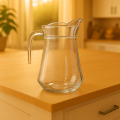 Wide-Base Clear Glass Jug – 1 Piece (1580 mL)