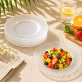 Clear Swirl-Pattern Pressed-Glass Dessert Plate Set – 6 Pieces, 194 mm Diameter