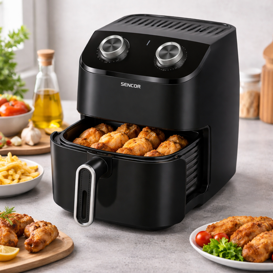 Air Fryer SFR4500BK 4.5L Manual Air Fryer 1350W with Adjustable Temperature – Compact Oil-Free Cooker - Habitt