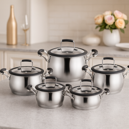 Premium 10-Piece Stainless Steel Cookware Set – Complete Kitchen Essentials