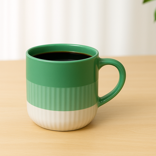 Two-Tone Ceramic Coffee Mug – Green & White