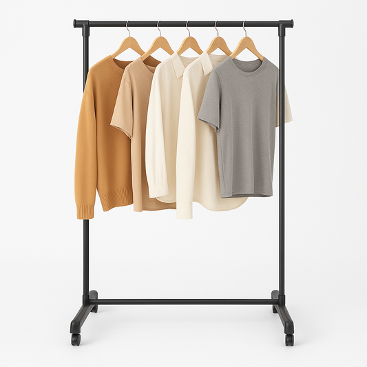 Single Pole Clothes Rack – Adjustable Garment Stand with Wheels