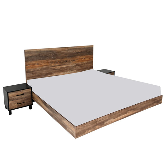 Flamingo King Size Bed with 2 Side Tables