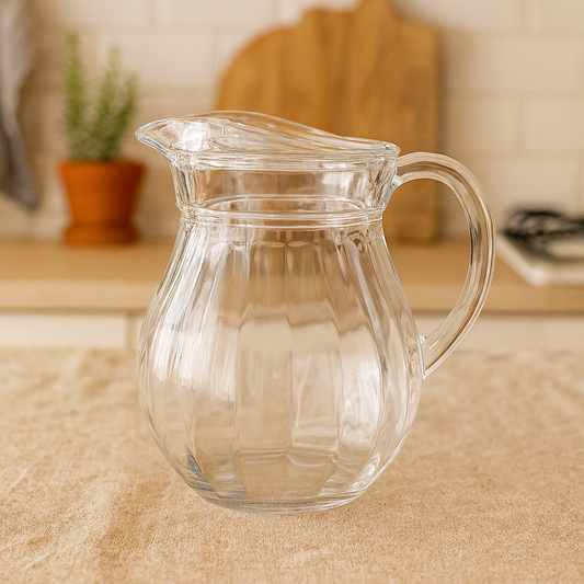 Clear Glass Lassi Jug with Lid – 6 Piece Set