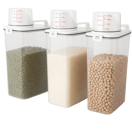1Pc Premium Airtight Rice Dispenser 2.5KG – Kitchen Food Storage Container with Measuring Cup