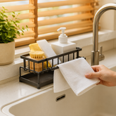 Heavy-Duty Iron Sink Rack for Organized Dishwashing Storage & Quick Drainage