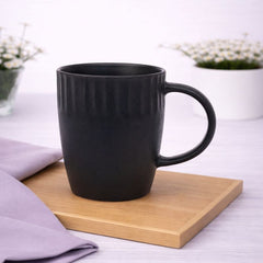 Black Ribbed Ceramic Mug 3.5 x 4 Inch | Modern Minimalist Coffee & Tea Mug