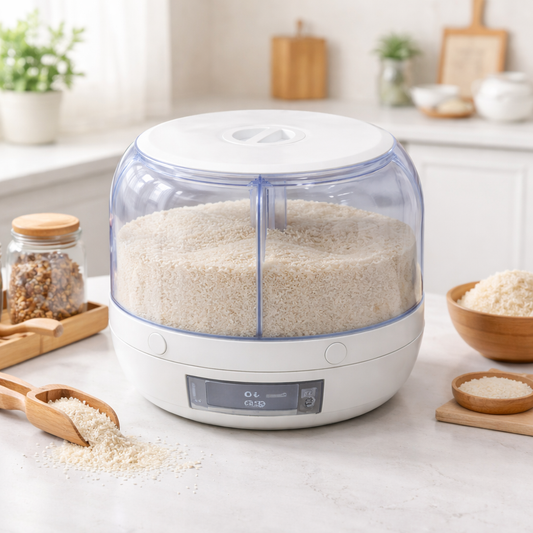 6 Compartment Rice & Grain Storage Box – Rotating Airtight Food Container (5KG / 10KG) - Habitt