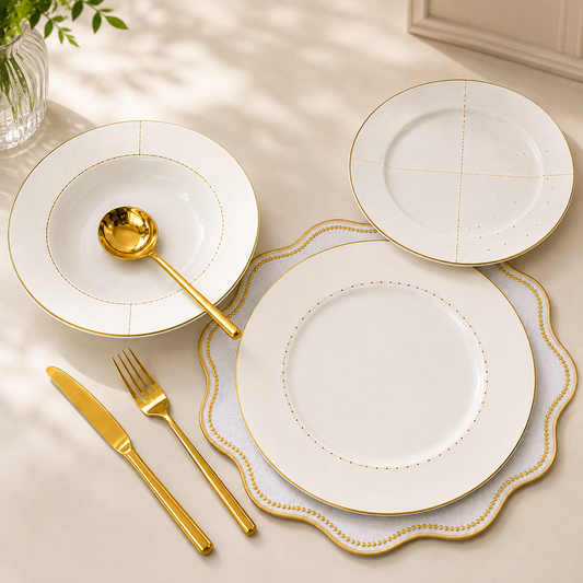 18 PCS Modern Plate Set – Elegant Dinnerware Collection for Home Dining