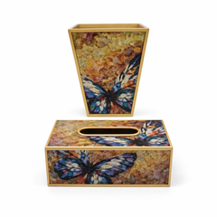 Designer Butterfly Print Dustbin Set – Premium Decorative Waste Bin & Tissue Box Combo