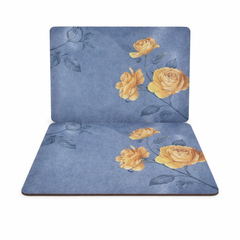Floral Table Mat – Elegant Blue & Yellow Floral Dining Placemat
