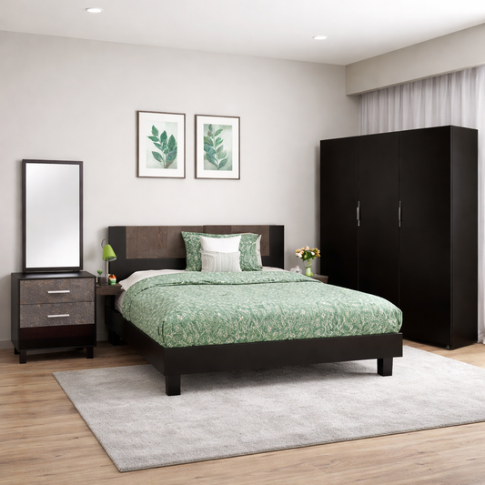 Novak - Bed, X Dresser & 3 Door wardrobe - Habitt