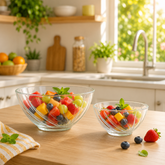 Clear Swirl-Pattern Pressed-Glass 7-Piece Fruit Bowl Set – Elegant Modern Serveware