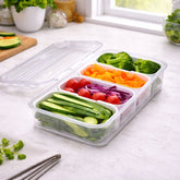 Plastic Snack Storage Box with 4 or 6 Partitions – Transparent Food Organizer with Lid - Habitt