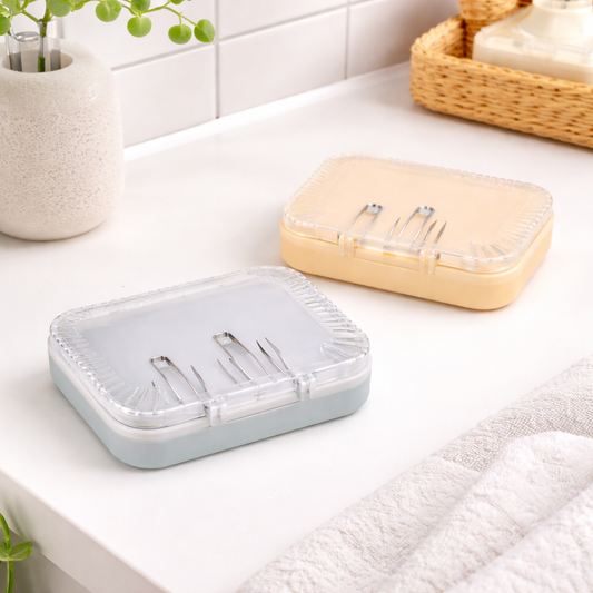 1 Pc Portable Soap Dish with Lid – Travel-Friendly Drainage Soap Holder Case (Assorted Colors) - Habitt