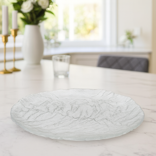 Elegant Clear Pressed-Glass Dinner Plate – 1 Piece, 267 mm Diameter