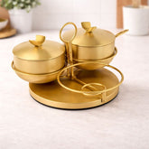 Golden 3 in One Rotating Seasoning Pot – Elegant Kitchen Spice Set - Habitt