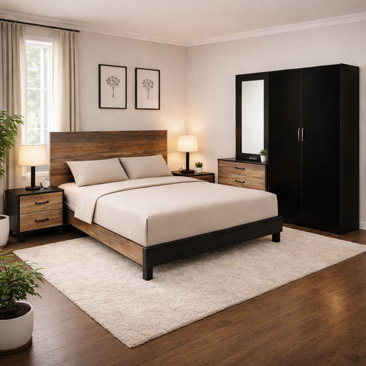 Flamingo - Bed, Dresser & 2 Door Wardrobe - Habitt
