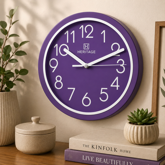 Heritage Wall Clock Fantasy – Purple Plastic Frame Edition