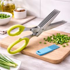 5 Layers Kitchen Scissor – Multi-Blade Herb & Vegetable Cutting Shears with Cleaning Comb - Habitt