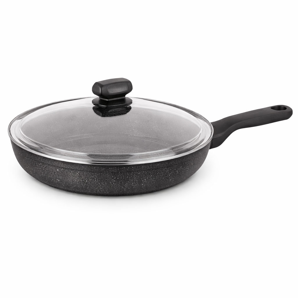 Ornella Alu. Frypan 28x5.5 cm – Nonstick Aluminum Frying Pan with Glass Lid - Habitt