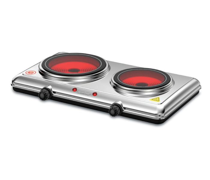 Sanford Double Burner Infrared Cooker 2100W with 5 Temperature Settings – Stainless Steel Electric Cooker (SF5004IC) - Habitt