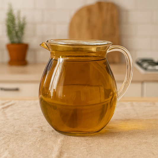 Amber Glass Lassi Jug with Lid – 6 Piece Set