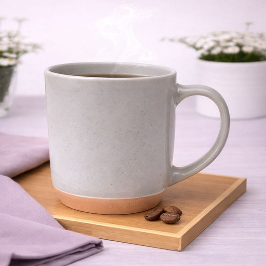 Grey Ceramic Mug 3.5 x 4 Inch | Minimalist Coffee & Tea Mug with Natural Base