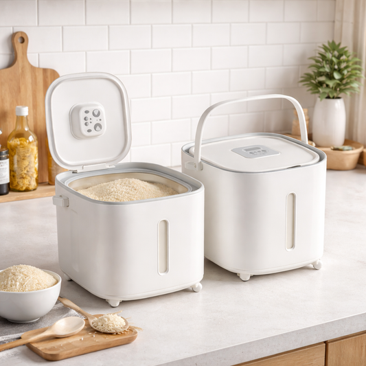 1 Pc Airtight Rice Storage Bucket with Wheels & Handle – Large Capacity Grain Container with Moisture-Proof Lid - Habitt