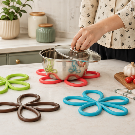 Flower Heat Pad – Silicone Trivet Mat for Hot Pots & Pans (Assorted Colors)