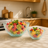 Clear Diamond-Cut Pressed-Glass 7-Piece Fruit Bowl Set – Elegant Serveware Collection