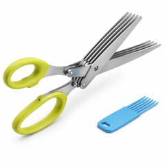 5 Layers Kitchen Scissor – Multi-Blade Herb & Vegetable Cutting Shears with Cleaning Comb - Habitt
