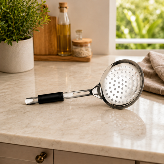 Stainless Steel Skimmer Spoon – Heavy-Duty Kitchen Strainer (1 Pc)