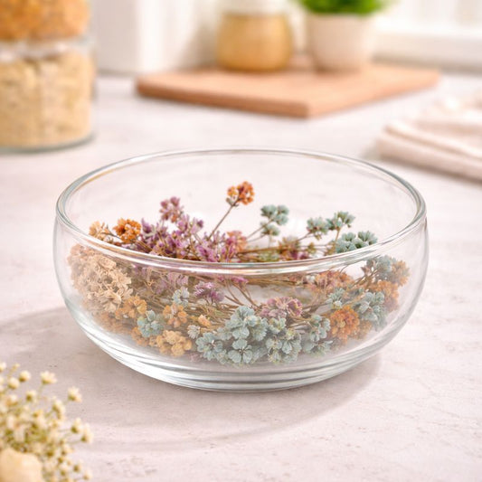 Double Wall Glass Bowl 350ml with Floral Design