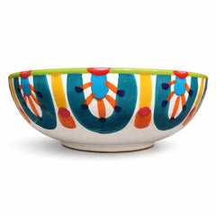 Hand-Painted Colorful Ceramic Serving Bowl – Artisan Decorative & Dining Bowl - Habitt