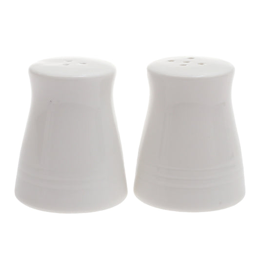 BRILLIANT 2-Piece Salt & Pepper Shaker Set – White Ceramic with Grooved Base