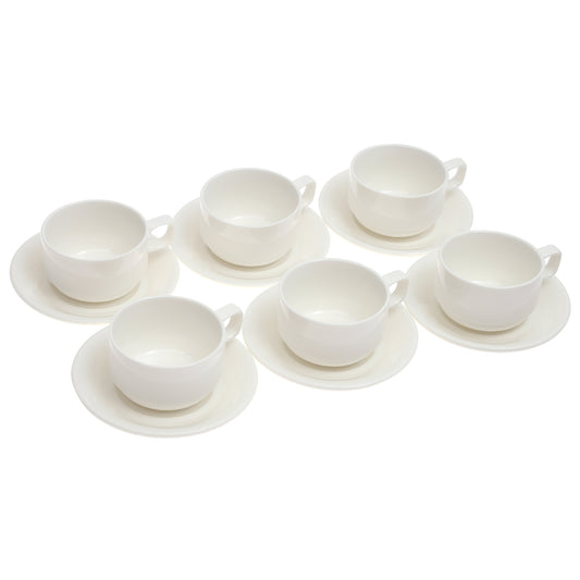 6-Piece Cup & Saucer Set – Elegant White Ceramic
